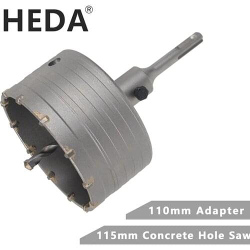 HEDA 115mm Concrete Tungsten Carbide Alloy Core Hole Saw SDS PLUS Electric Hollow Drill Bit Air Conditioning Pipe Cement Stone