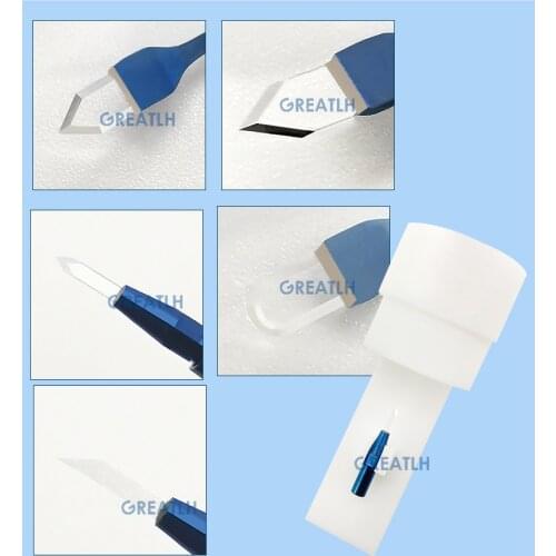 Straight Double Lancet Sapphire Keratome Blades Titanium Handle Knives Veterinary Ophthalmic Eye Instrumant