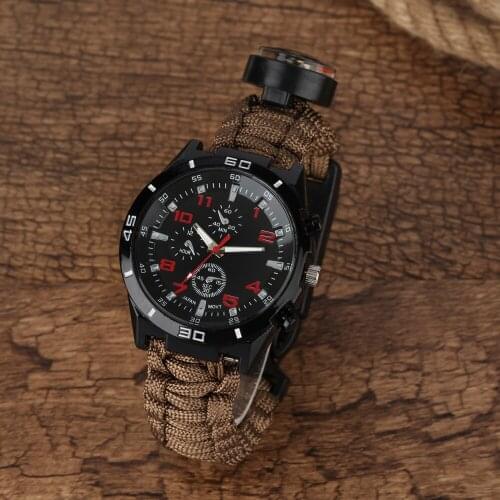 Multi-function Quartz Watch Survival Outdoor Camping Black or Army Green Fashion Sport Wristwatch Mens Personality Accessories