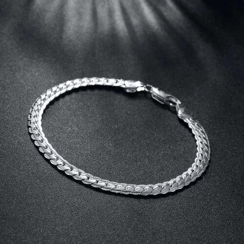 Fashion charm 925 sterling silver Bracelet for man 5MM sideways chain Luxury jewelry Wedding party Christmas gifts