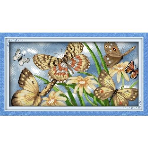 Butterflies gather honey cross stitch kit flower 14ct 18ct count canvas x stitching embroidery DIY handmade needlework plus