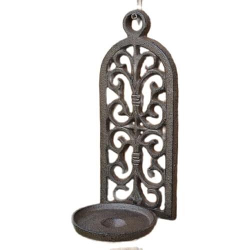 Pastoral Cast Iron Wall Candle Holders Metal Retro-nostalgia Decoration Courtyard Household Lighthouse Bougeoir Pendant FC228
