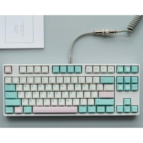 Sky Blue White Keycaps For Cherry Mx Gateron Kailh Box TTC Switch Mechanical Keyboard 61 87 104 Cherry Profile 128 PBT Key Cap