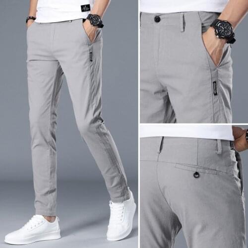 2020 New Casual Pants Men Cotton Slim Fit Fashion Straight Full Length Trousers Male Clothing Plus Size 28-38 pantalones hombre