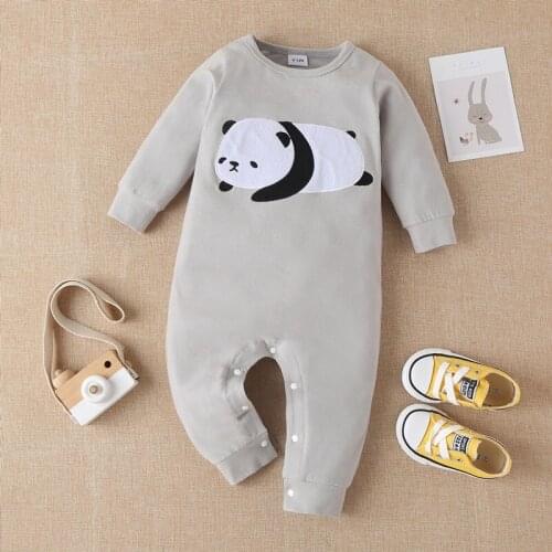 Newborn Baby Clothes Spring Fall Baby Rompers Lovely Cartoon Panda Long Sleeve Baby Playsuits Cotton Baby Girl Boy Romper 0-18M
