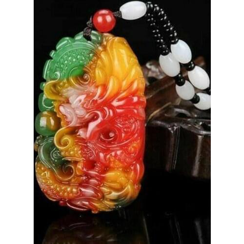 Natural Golden Silk Jade Dragon Jade Brand Necklace Pendant