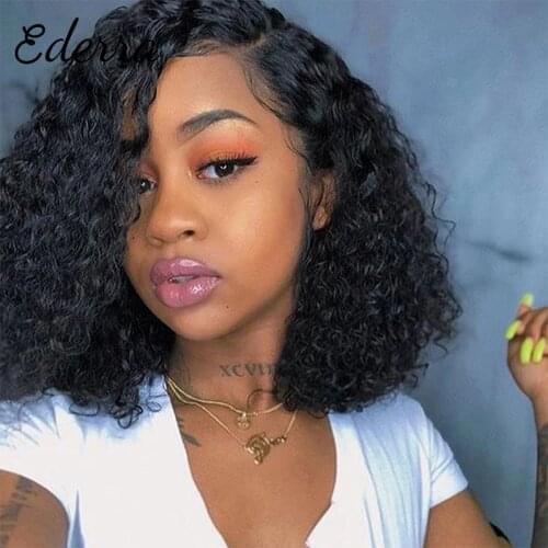Front Lace Human Hair Wigs Short Bob Curly Human Hair Wig 4*1 Lace Closure Wig For Black Women Pre-Plucked With Baby Hair