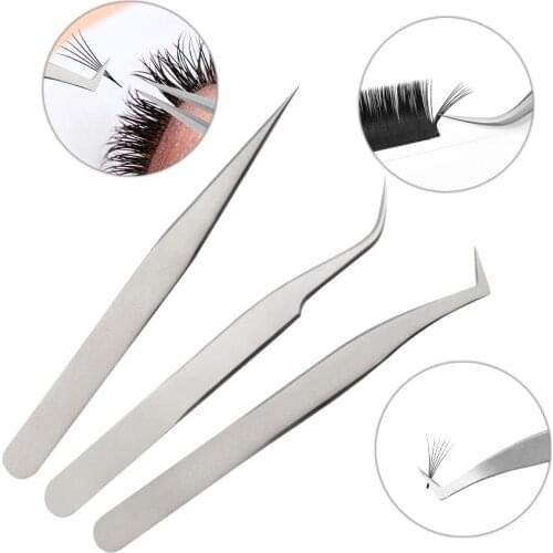 Lash Tweezers Custom Logo Accessories Tool Stainless Steel Eyelash Tweezers For Extensions
