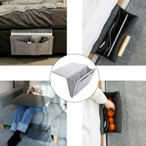 Tablet PC Phone Remote Control Bedside Storage Bags Bed Hanging Sundries Organizer Felt Cloth Remote Bags