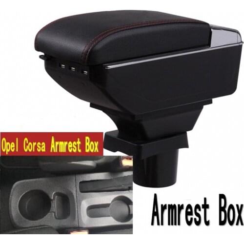 For Opel new Corsa Armrest Box Opel Corsa D Car Central Armrest Storage Box cup holder ashtray modification accessories