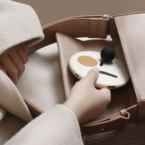 Hand-Held Makeup Mirror Portable Led Makeup Mirror Natural Mini Round Shape Light Fill Adjustable Angle Brightness Recharge