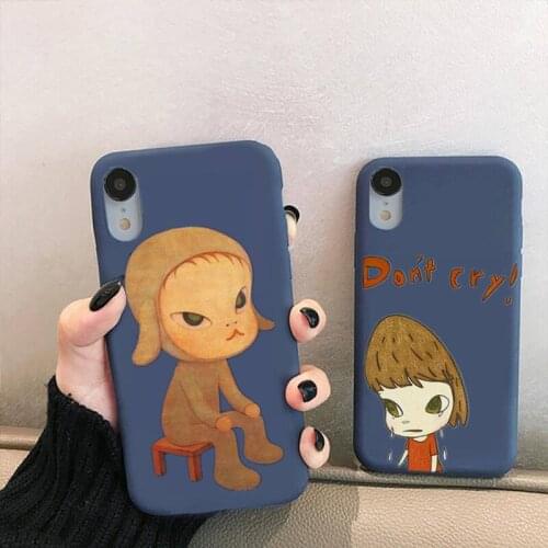 Art Cartoon Yoshitomo Nara Phone Case For Iphone 6 6s 7 8 Plus XR X XS XSmax 11 12 Pro Mini Max Candy Purple Silicone Cover