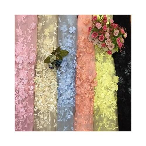 Three dimensional lucky grass applique mesh embroidery childrens clothing fabric heavy industry embroidery lace fabric