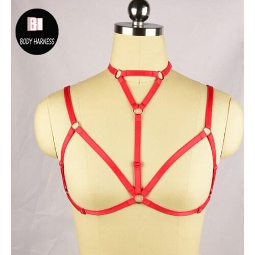 Women Harajuku Gothic body harness bridal sexy bondage harness cage bra Handmade colour bondage lingerie harness bra