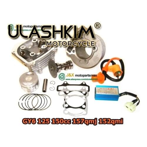 157QMJ SCOOTER GY6 125cc upgrade GY6 150cc Engine Kit Cylinder KIT Performance Cam CDI Coil Cylinder Head with Valves assembled