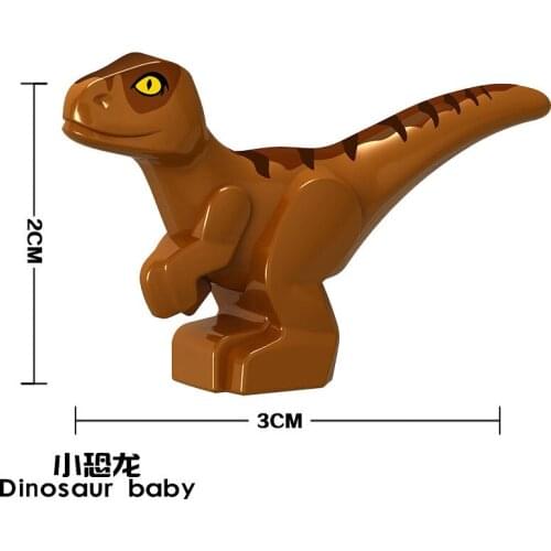 3PCS Brown Baby Rex Jurassic Dinosaur Building Blocks Toys Park Compatible Major Brand Gifts Simulation Animal Rex Raptor