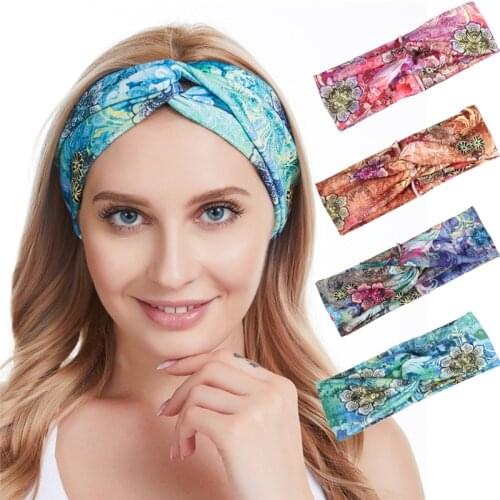 Bohemia Printing Bandana Hair Bands For Girls Women Headband Cross Turban Hairband Elastic Knot Headwear New Hair Accessories