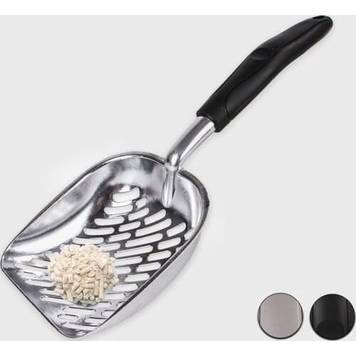 Heavy Duty Large Metal Cat Litter Tray Scoop Pet Cat Litter Box Scooper with Silicone Handle Aluminum Alloy Deep Cat Shovel