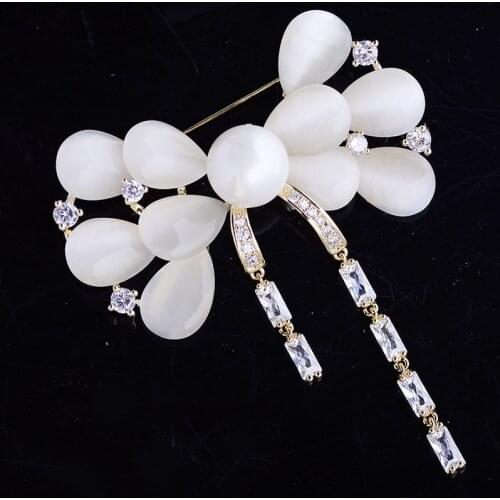 New Elegant Rhinestone Crystal Opal Bow Knot Brooch Pin Luxury Brooches Pins for Women Bridal Wedding Jewelry Gift Broches Mujer