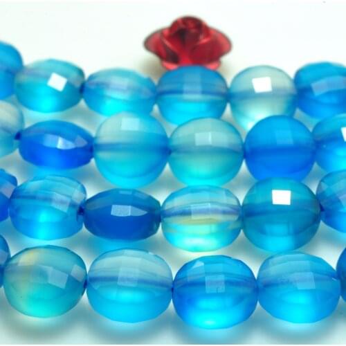 Blue agate coin faceted 6mm 15" for DIY jewelry making loose beads FPPJ wholesale beads nature gemstone