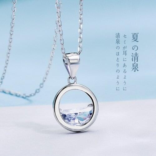 Simple Korea Style Collarbone Chain For Women Crystal Water White Gold Color Pendant Necklace Daily Gift Fashion Jewelry KBN445