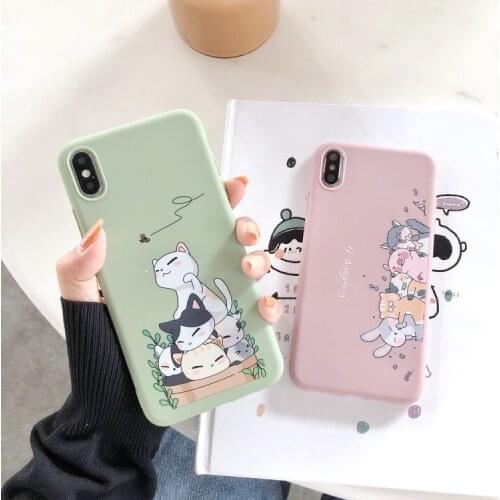 Japanese poster anime happy cat Bunny Kawaii Phone Case For iPhone 11 Pro Max Xr Xs Max X 6s 7 8 Plus 7Plus case Cute Soft cover