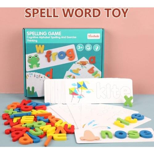 Wooden Spelling Word Game Childrens Toys Word Practice Recognition Spelling Kids Game Not Edible