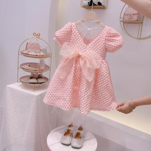 2021 Kids Dresses For Girls Summer Clothes Children Flower Girl Dresses Teens Vestidos Party Princess Dress Pink White 2T-14Y