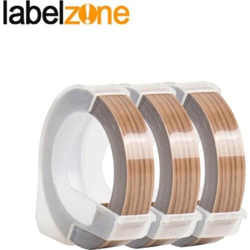 3Rolls Dymo 9mm*3m WOOD Embossing Label Tape Compatible Dymo 1610 Manual Label Machine for Motex E101 Label Makers Ribbon