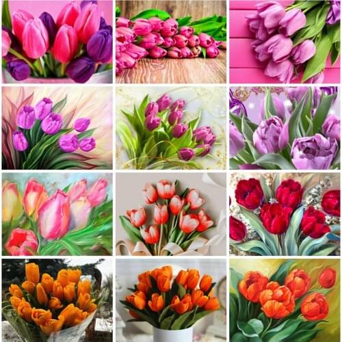 EverShine Diamond Mosiac Tulip Cross Stitch Diamond Embroidery Flowers Picture Rhinestones Handmade Art Painting Home Decor