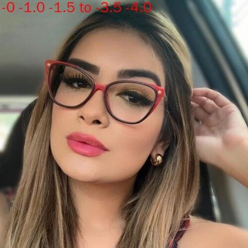 Photochromic Myopia Glasses Chameleon Transition Eyeglasses Women Cat Frame Custom Prescription Myopia Minus New Sunglasses NX