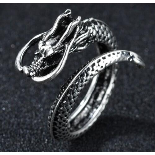 Hot New Vintage Dragon Ring Unisex Opening Animal Men Ring Night Club Jewelry Accessories Halloween Gift