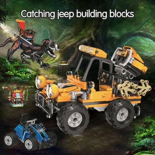 440pcs Ideas Dinosaur World Off-road Building Blocks Jurassic World Truck Car Figures Bricks Toys Set For Children Gift