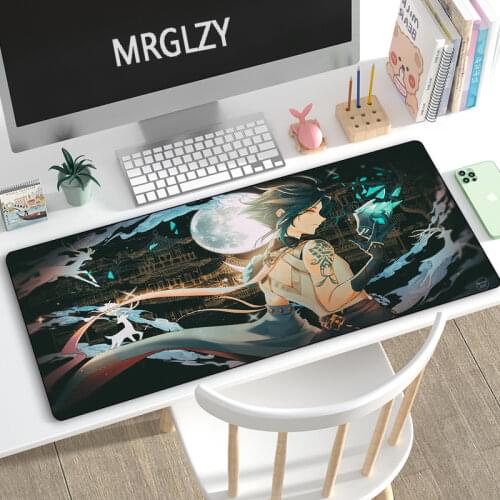 MRGLZY 400*900MM XXL Genshin Impact XIAO Mouse Pad Gamer Anime Large Desk Mat Computer Gaming Peripheral Accessories MousePads