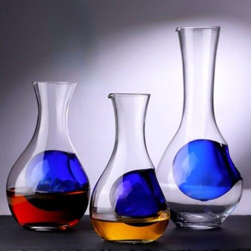 350ml 450ml Creative Jug Wine Lead-Free Crystal Glass Blue Heart Ice Hip Flask Whiskey Sake Decanter Thumb Pot Pourer Bar Tool