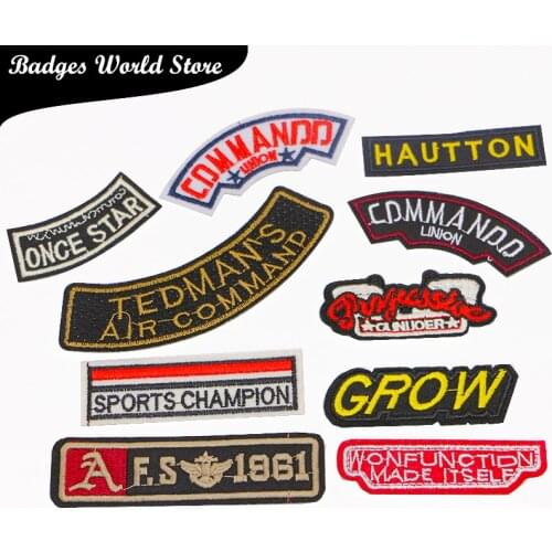 Punk Sport Star Title Alphabet Rectangle Totem Icon Embroidery Applique Patches For Clothing DIY Iron on Badges on the Backpack