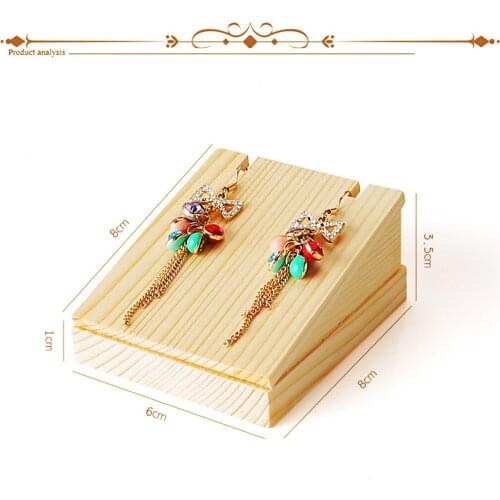 Unpainted Geometry Plain Wooden Hook Drop Dangle Earrings Jewelry Display Holder Necklace Organizer Stand
