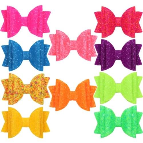 Oaoleer Hair Accessories 3 Inches Glitter Bows Hairbows for Girls Summer Shiny Hairpins Dance Party Kids Swallow Tail Hair Clips