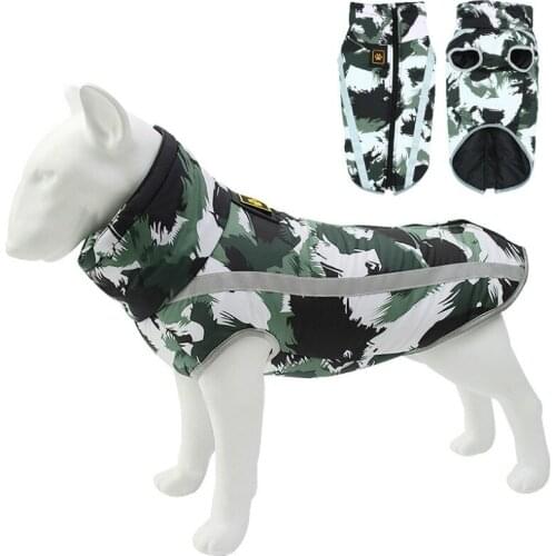 Pet Clothes S-6XL Polyester PP Cotton Reflective Coat Medium and Large Dog Autumn and Winter High-Neck Warm and Windproof Jacket
