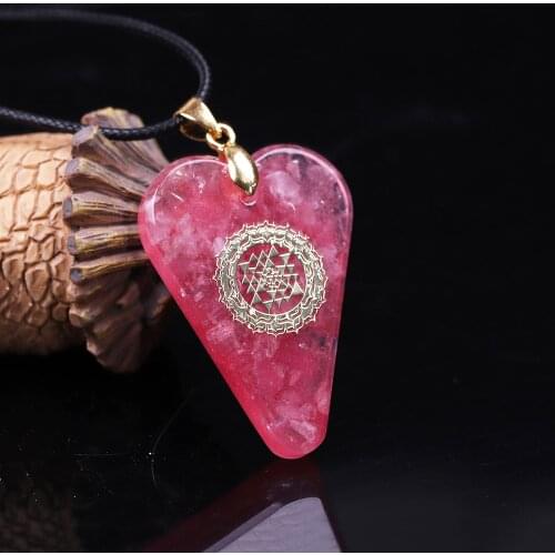 Orgonite Pendant pink Heart Pendant Necklace Healing Crystals Recruit Peach Blossom to Promote Marriage