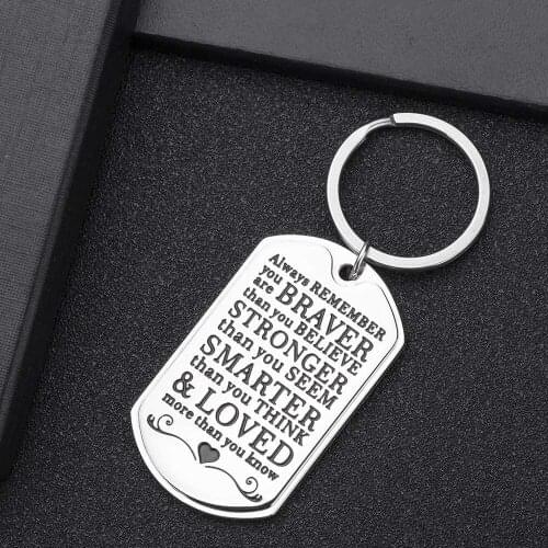 Birthday Gifts Keychain for Teen Boys Girls Women Men Engraved Keyring Always Remember You Are Braver Pendant