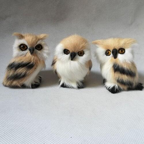 Lifelike toy owl about 7cm Handmade hard model toy,polyethylene&furs mini night owl toy,one lot/ 3pieces,decoration gift w0069