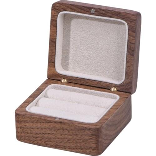High-End Ring Storage Box Wedding Proposal Exquisite Earrings Jewelry Box Square Solid Wooden Girl Gift