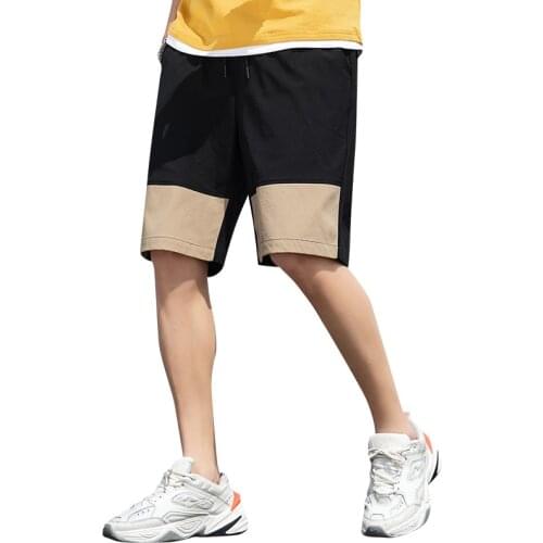 Summer Mens Casual Patchwork Shorts Contrast Color Beach Pants Breathable Five-Point Pants Daily Male Loose Casual Shorts 5XL