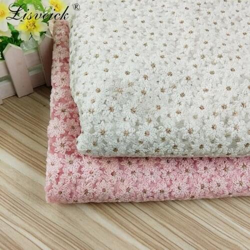 1yard 130cm Daisy Flowers Embroidered Lace Fabric Tulle Summer Fabric For Womens Wedding Dress Sewing Net French Fabric Craft
