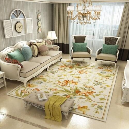 Vintage Floor Rug Living Room Carpet Large Floral Rug European Pastoral Style Carpet Bedroom Study Sofa Coffee Table Floor Mat