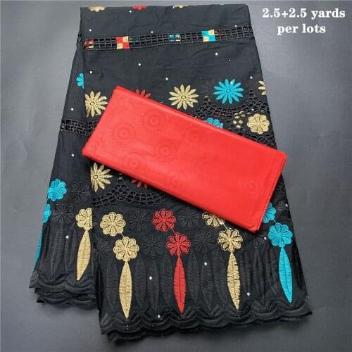 2.5 +2.5 Yards Top Quality Bazin Riche Lace Fabric And Swiss Voile In Switzerland With Guipure Senegal Party Dresses CP027