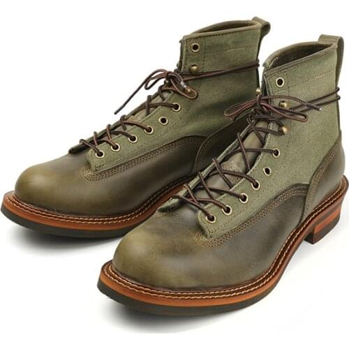 Yomior 2021 Spring Autumn Vintage Men Shoes Handmade High Quality Cow Leather Dress Ankle Boots Desert Tooling Motorcycle Boots