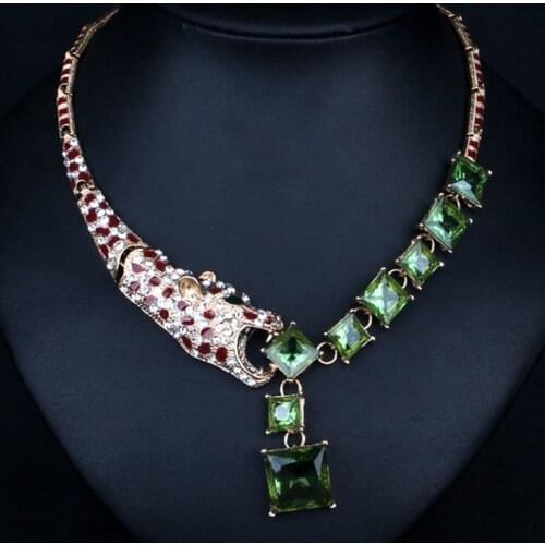 Zlxgirl jewelry luxury brand leopard animal necklace with earring zirconia jewelry sets womens fine wedding necklace sets