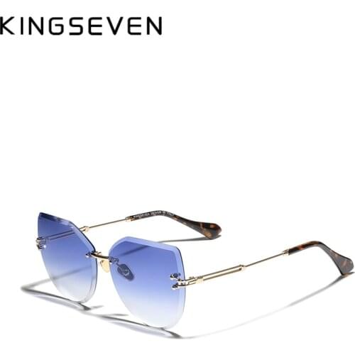 KINGSEVEN 2021 Fashion Rimless Cat Eye Sunglasses Women Gradient Sun Glasses Vintage Brand Designer Shades Eyewear N807 New